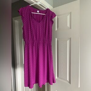 Fuchsia with White Polka Dots Dress from Old Navy, Size Medium